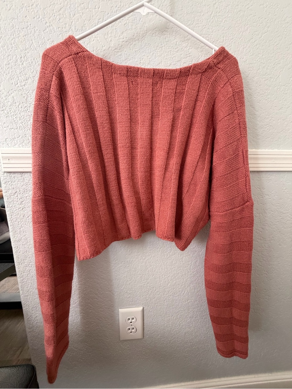 Forever 21 Cropped Ribbed Sweater - Coral Pink - Picture 2 of 3